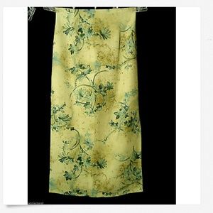 BENTLEY Linen blend Skirt 6 Khaki Blue Floral